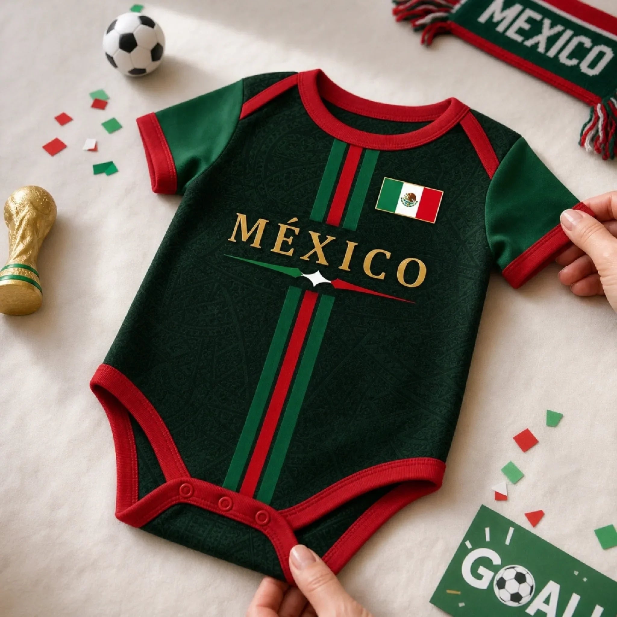 Personalized Baby Jersey Bodysuit Mexico Soccer Gift for Kids