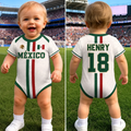 Personalized Mexico Soccer Baby Jersey Bodysuit Gift for New Moms and Dads