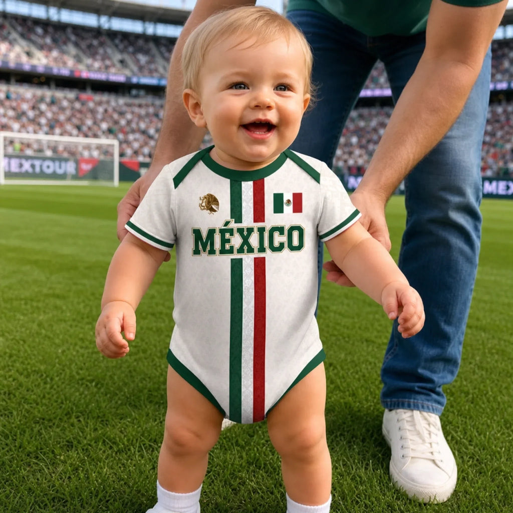 Personalized Mexico Soccer Baby Jersey Bodysuit Gift for New Moms and Dads