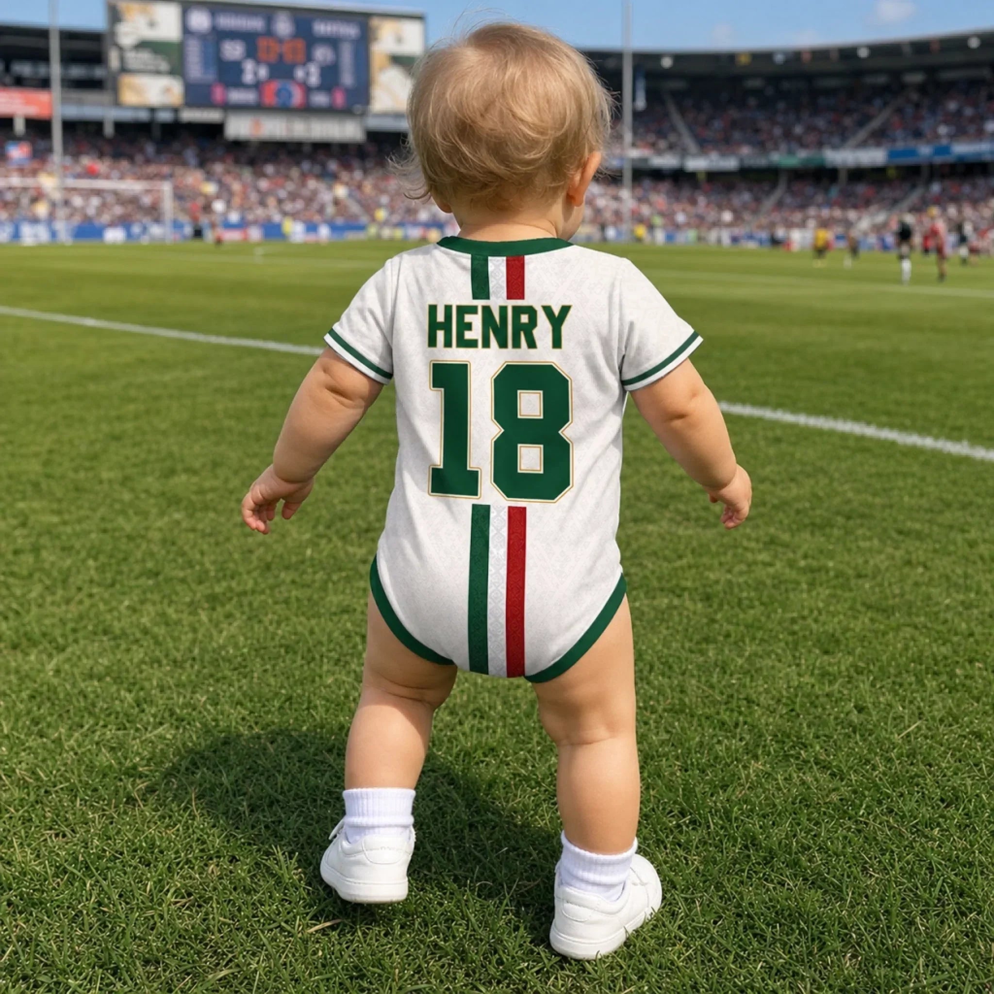 Personalized Mexico Soccer Baby Jersey Bodysuit Gift for New Moms and Dads
