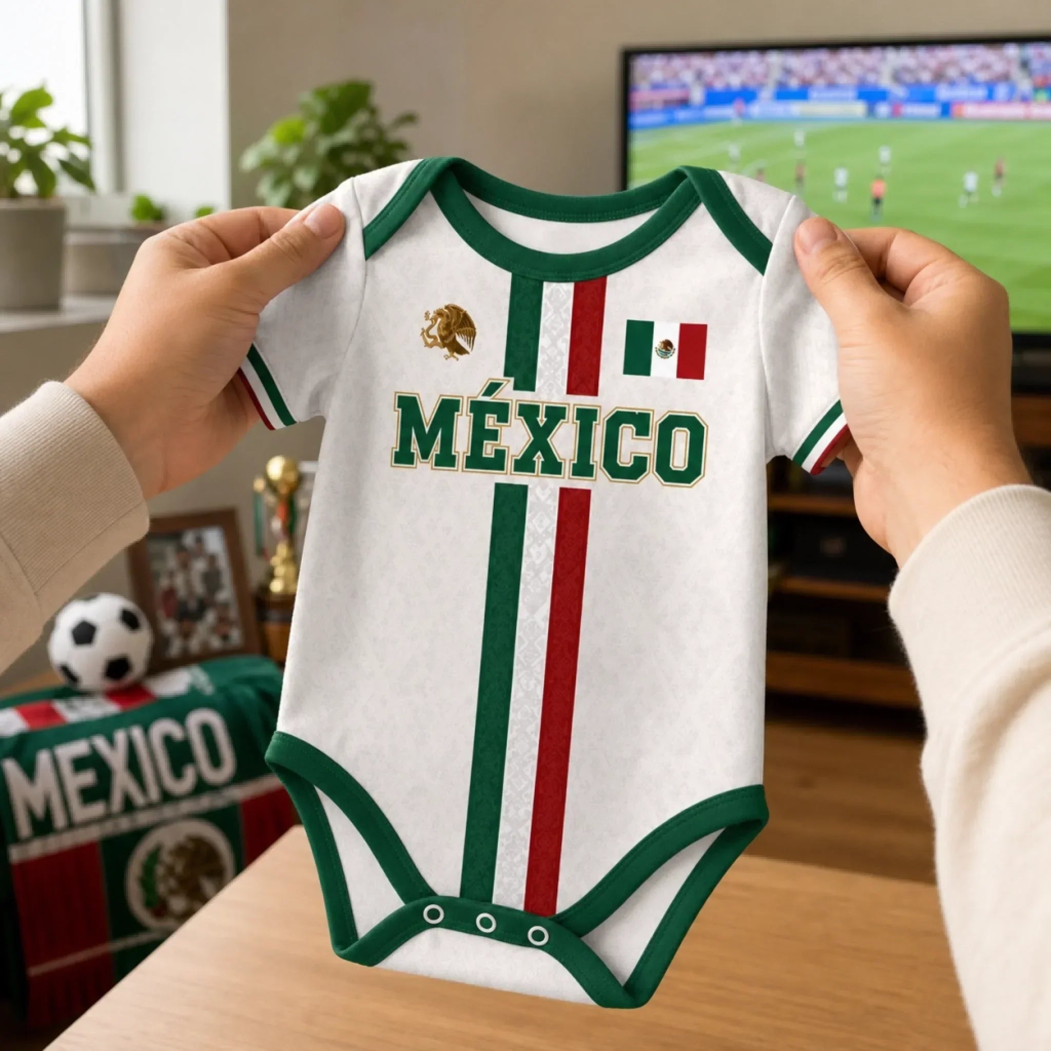Personalized Mexico Soccer Baby Jersey Bodysuit Gift for New Moms and Dads