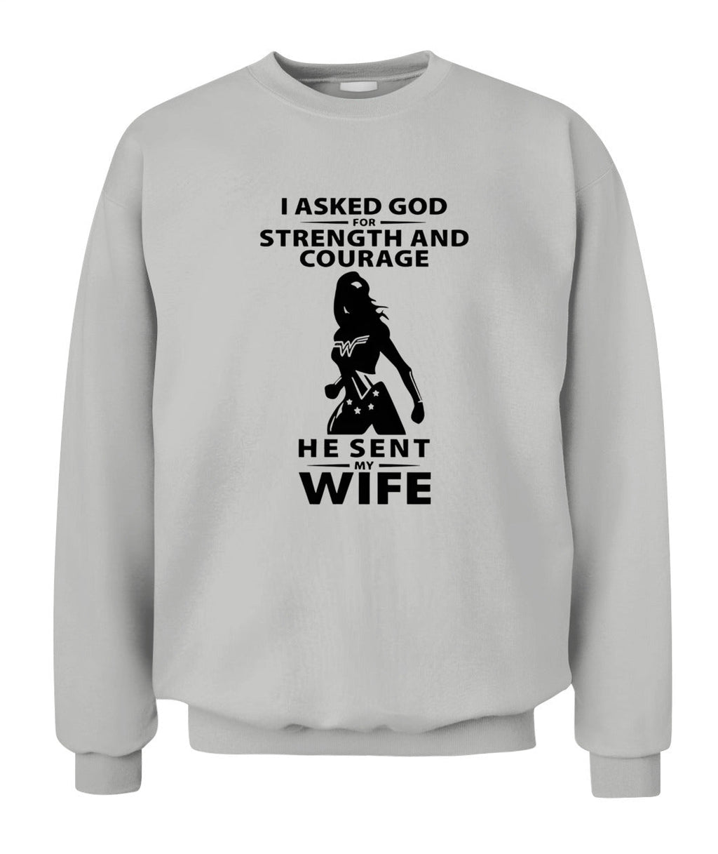Funny Husband T-Shirt I Asked God for Strength & Courage Gift GradoCreations