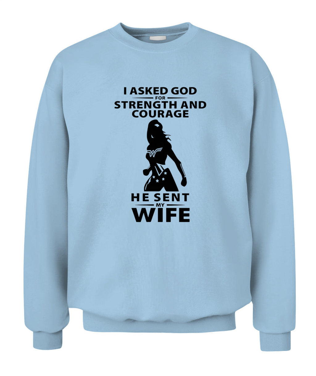 Funny Husband T-Shirt I Asked God for Strength & Courage Gift GradoCreations