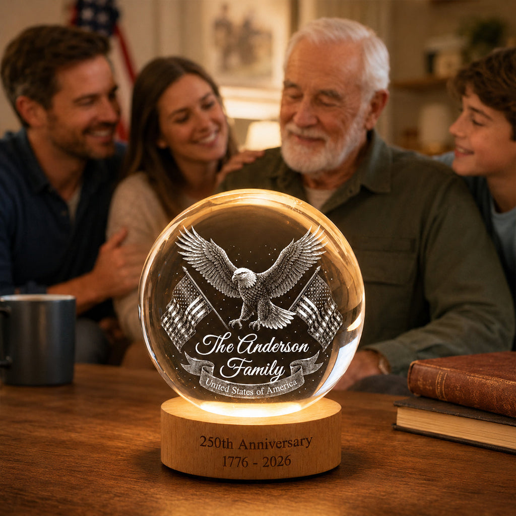 Personalized Crystal Globe Lamp Custom Family Gift for 250th Anniversary