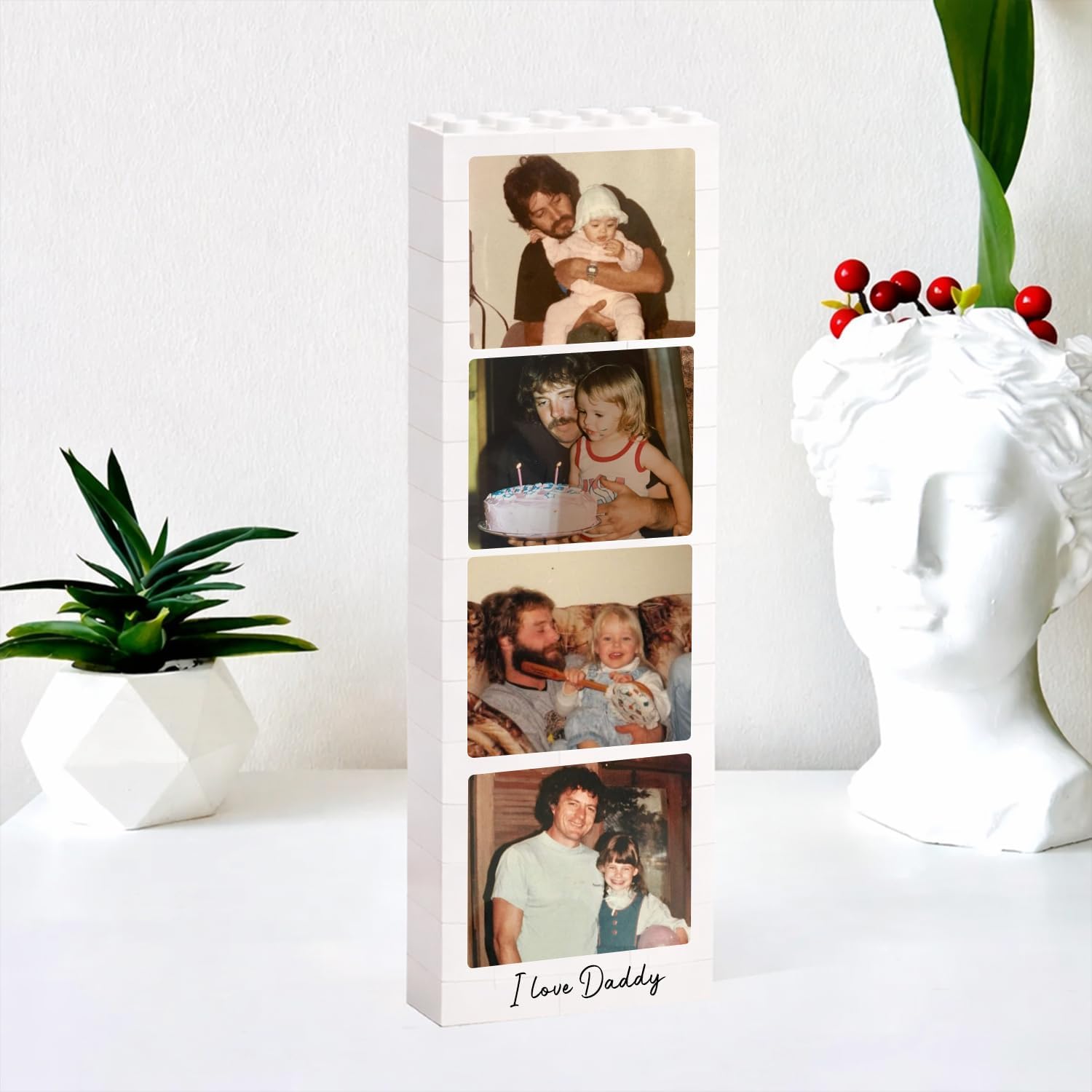 Personalized Photo Block for Dad Custom Brick Keepsake Gift HN590 - Booth Lego GradoCreations