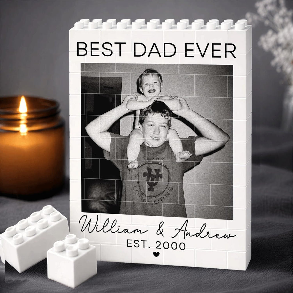 Personalized Photo Building Block Gift for Dad - Custom Father’s Day Keepsake HN590 - Building Blocks fix GradoCreations