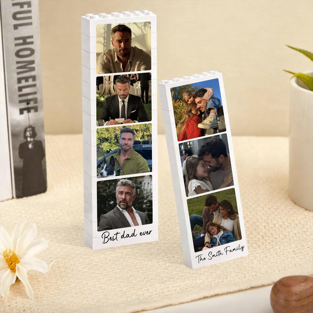 Personalized Photo Block for Dad Custom Brick Keepsake Gift HN590 - Booth Lego GradoCreations