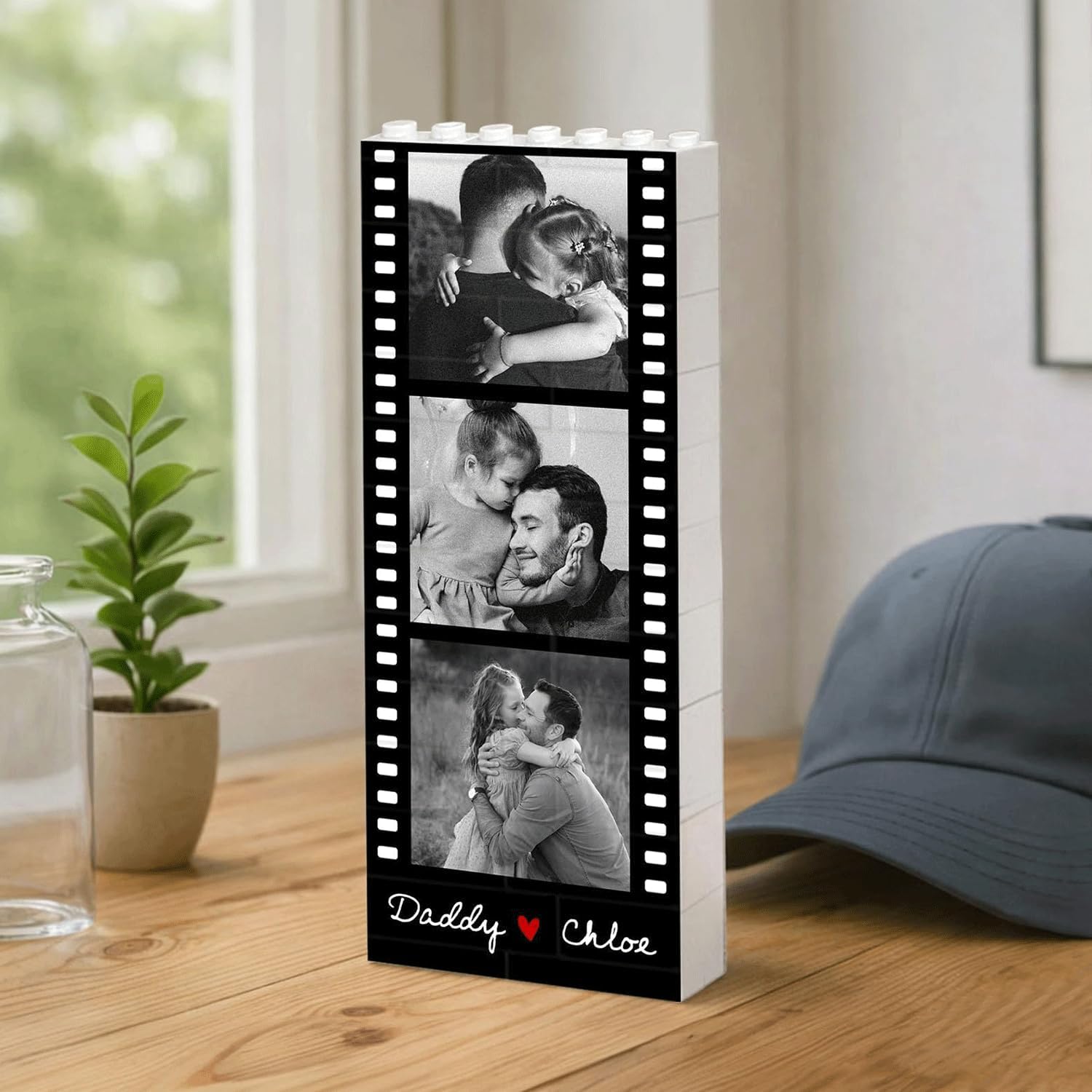 Personalized Photo Block Gift for Dad Custom Name Memories HN590 - Booth Lego GradoCreations