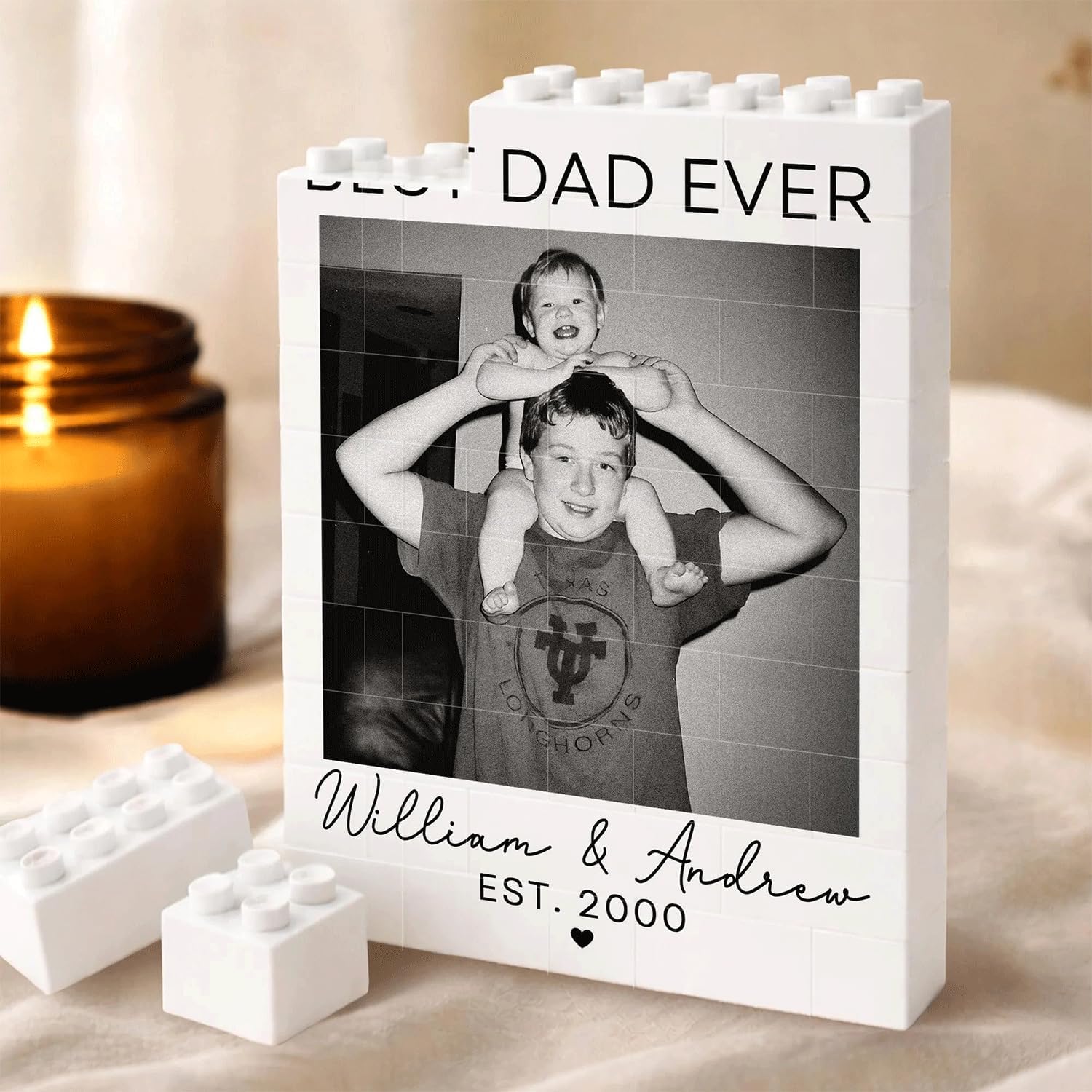 Personalized Photo Building Block Gift for Dad - Custom Father’s Day Keepsake HN590 - Building Blocks fix GradoCreations