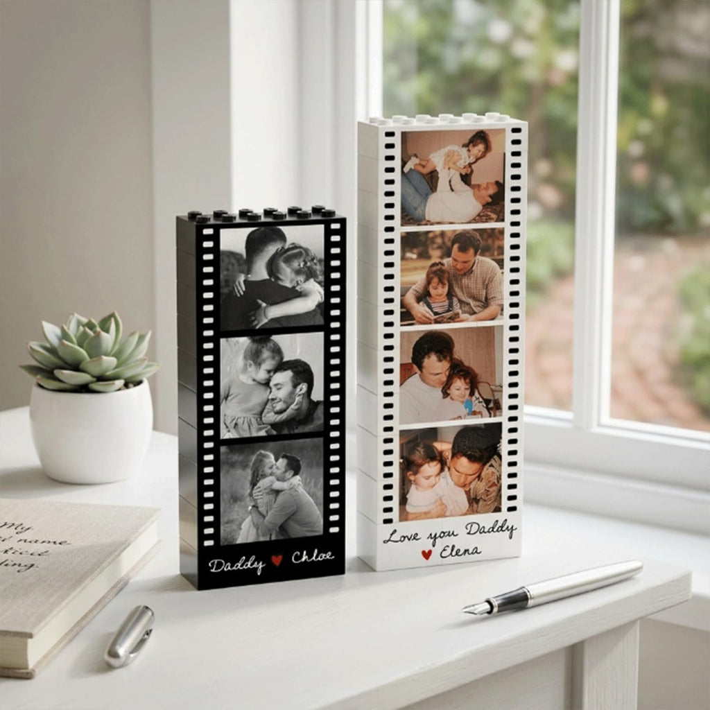 Personalized Photo Block Gift for Dad Custom Name Memories HN590 - Booth Lego GradoCreations