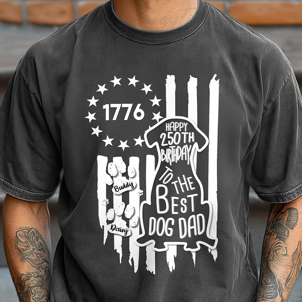 Personalized Dog Dad Comfort Shirt USA Flag Gift for Father Comfort Shirt Back GradoCreations