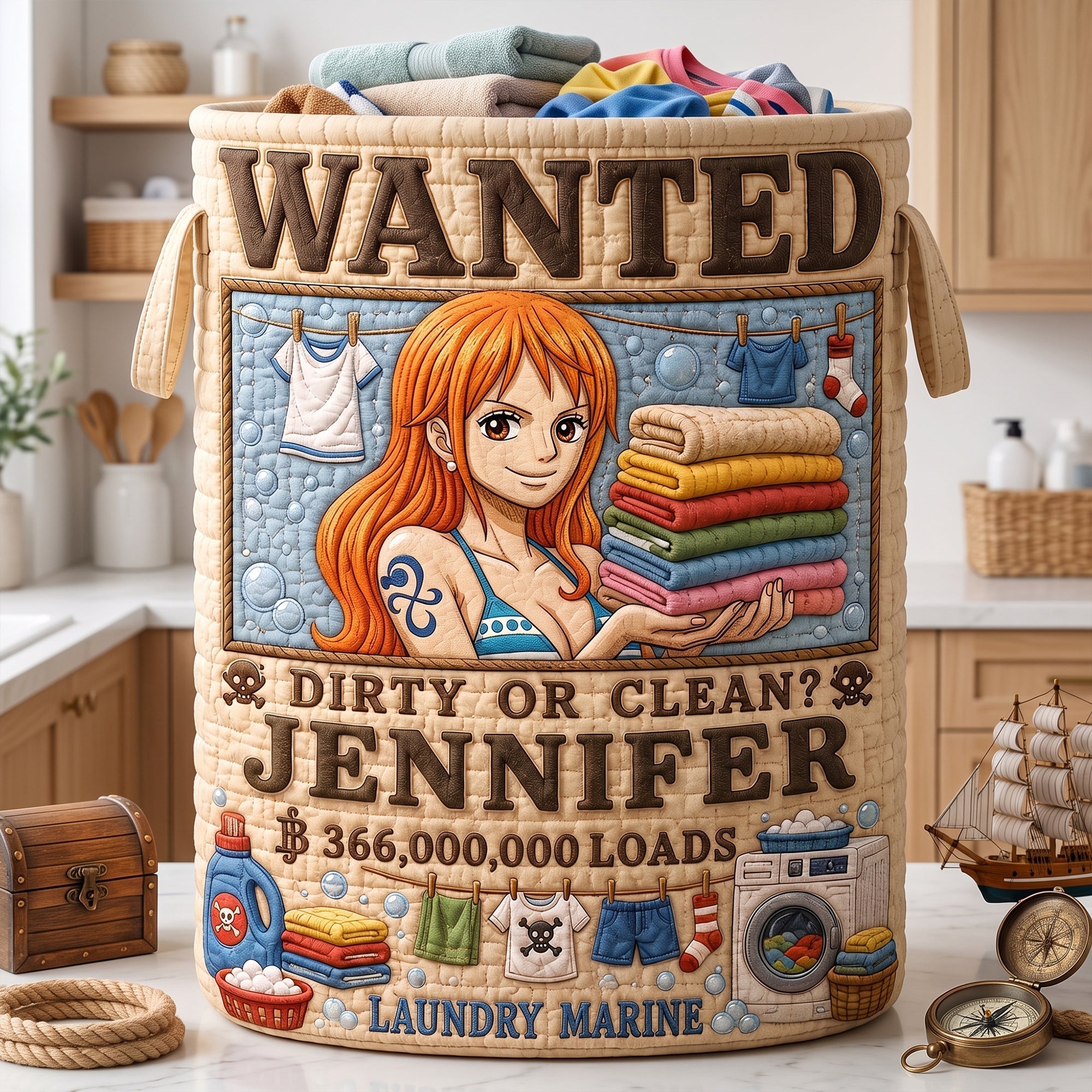 Personalized Quilted Laundry Basket with Custom Print for Kids Quilted Laundry Basket GradoCreations