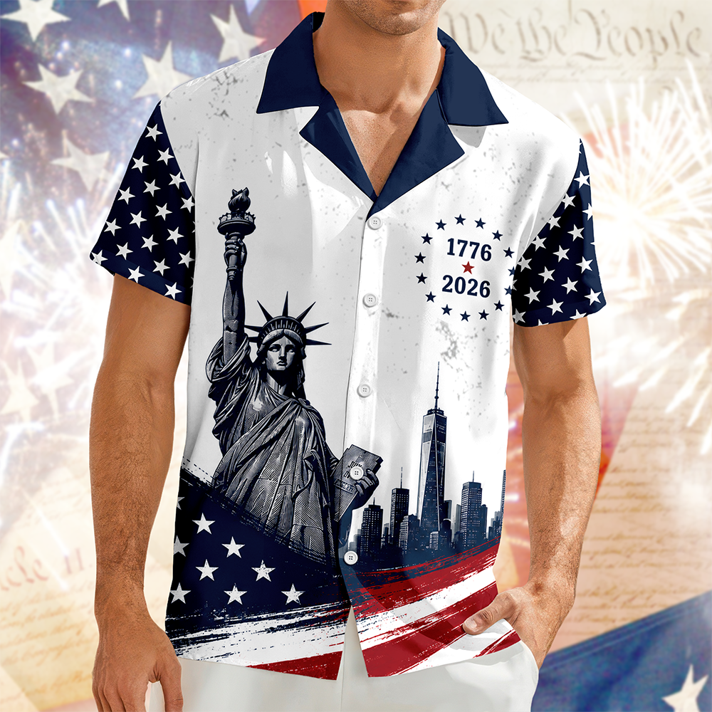 Personalized Statue of Liberty Hawaiian Shirt Custom Gift for 4th of July HN590 - AOP Hawai Shirt GradoCreations
