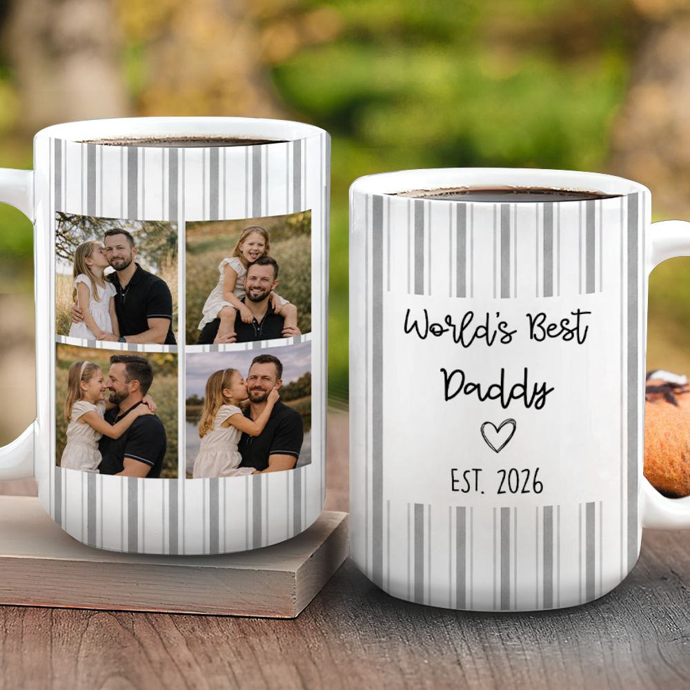 Personalized Photo Mug Gift for Dad Custom Design Father's Day HN590 - edge to edge mug GradoCreations