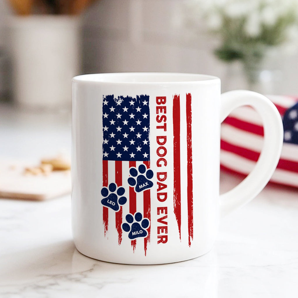 Personalized Dog Dad Mug American Flag Gift for Dog Lover HN590 - mug GradoCreations
