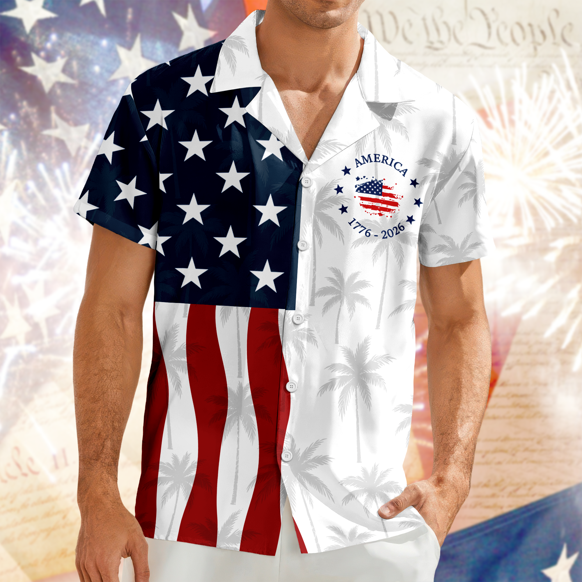 Personalized American Flag Hawaiian Shirt 250th Anniversary Gift HN590 - AOP Hawai Shirt GradoCreations