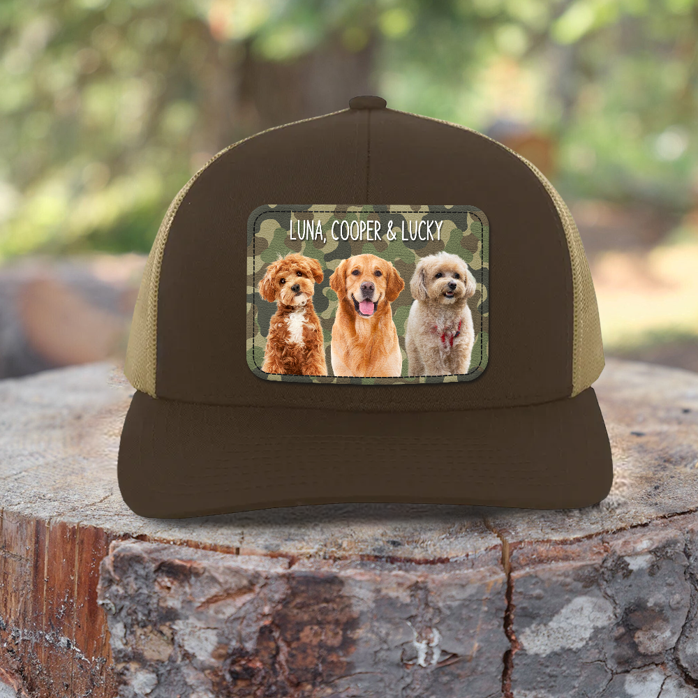 Personalized Dog Photo Leather Patch Hat Custom Gift for Dog Dad HN590 - Leather Patch Hat GradoCreations