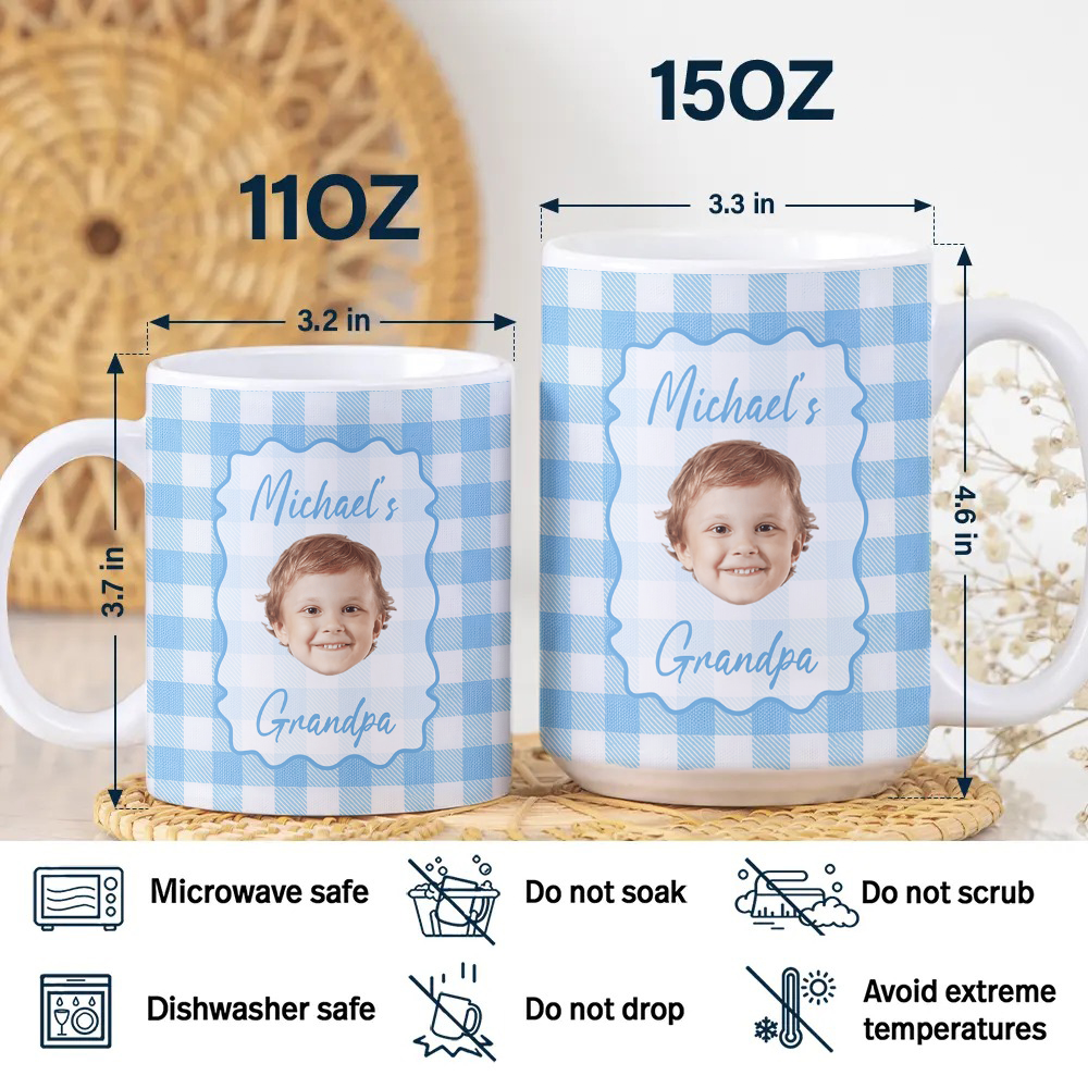 Personalized Baby Face Plaid Mug Custom Gift for Parents HN590 - edge to edge mug GradoCreations