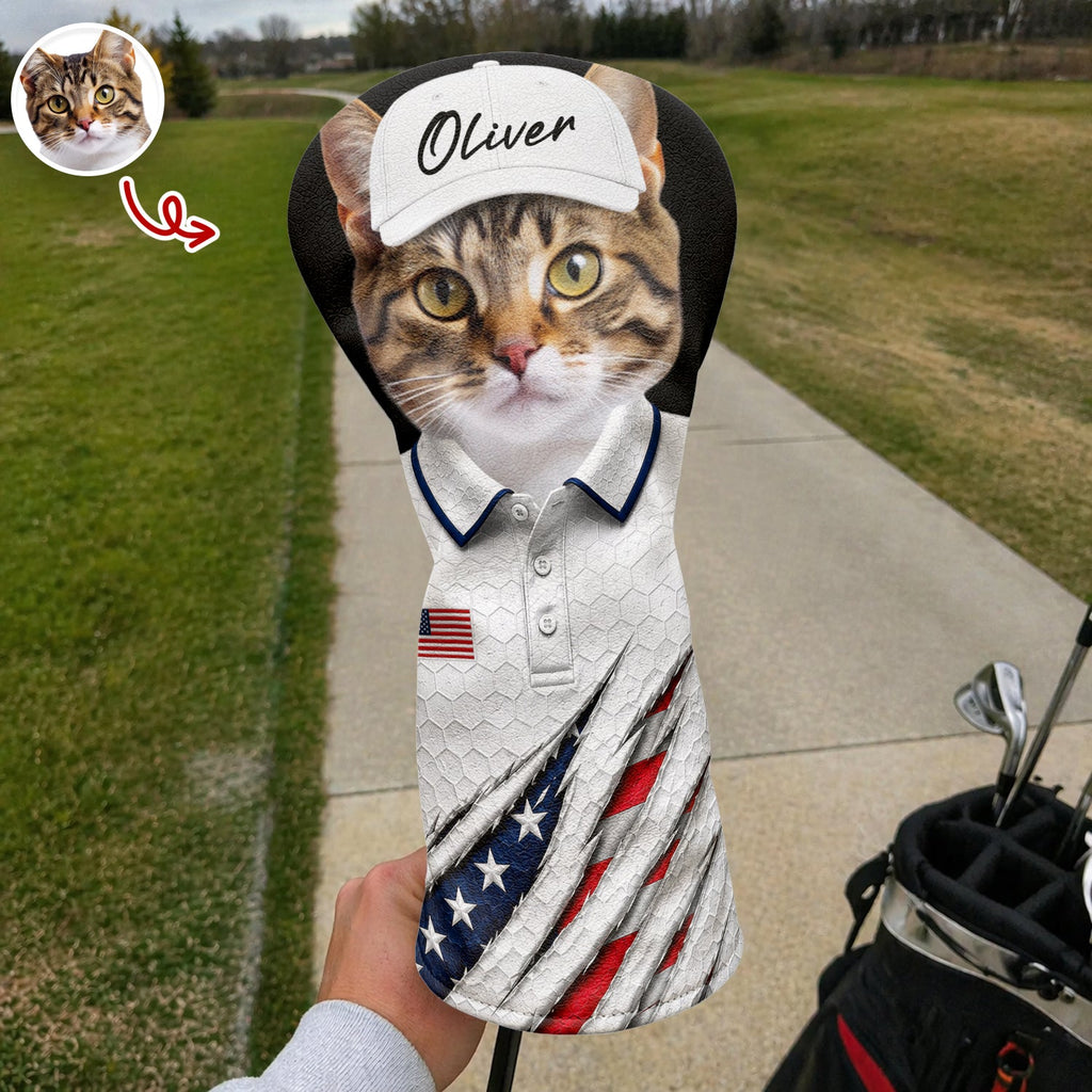 Personalized Dog Photo Golf Head Cover Custom Gift for Dad HN590 - Golf Head Cover GradoCreations