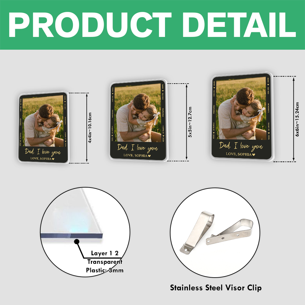 Personalized Acrylic Car Visor Clip Custom Photo Gift for Dad HN590 - Acrylic Car Visor Clip GradoCreations