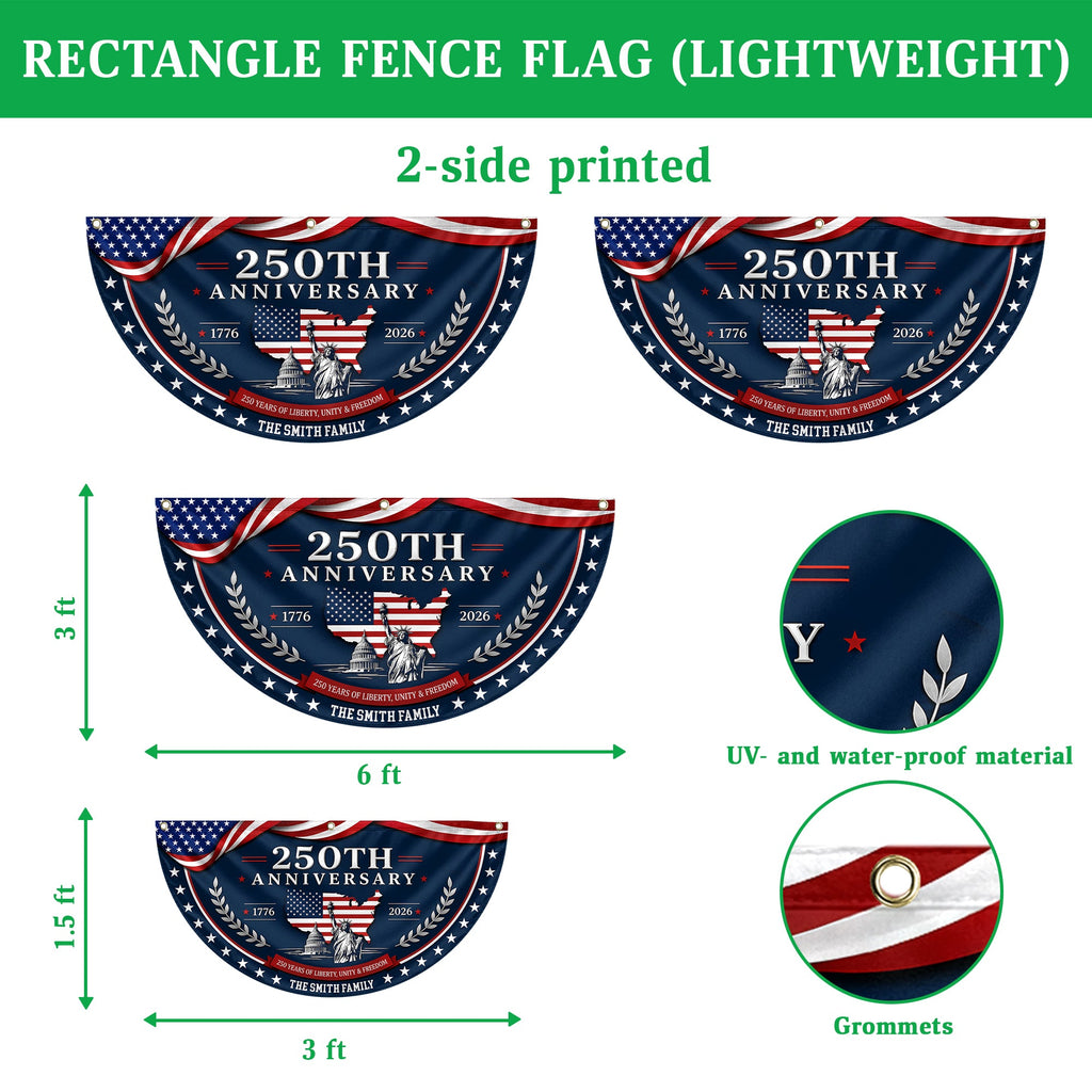 Personalized Family Name Flag 250 Years of Liberty Gift HN590 - Non-Pleated Fan Flag GradoCreations