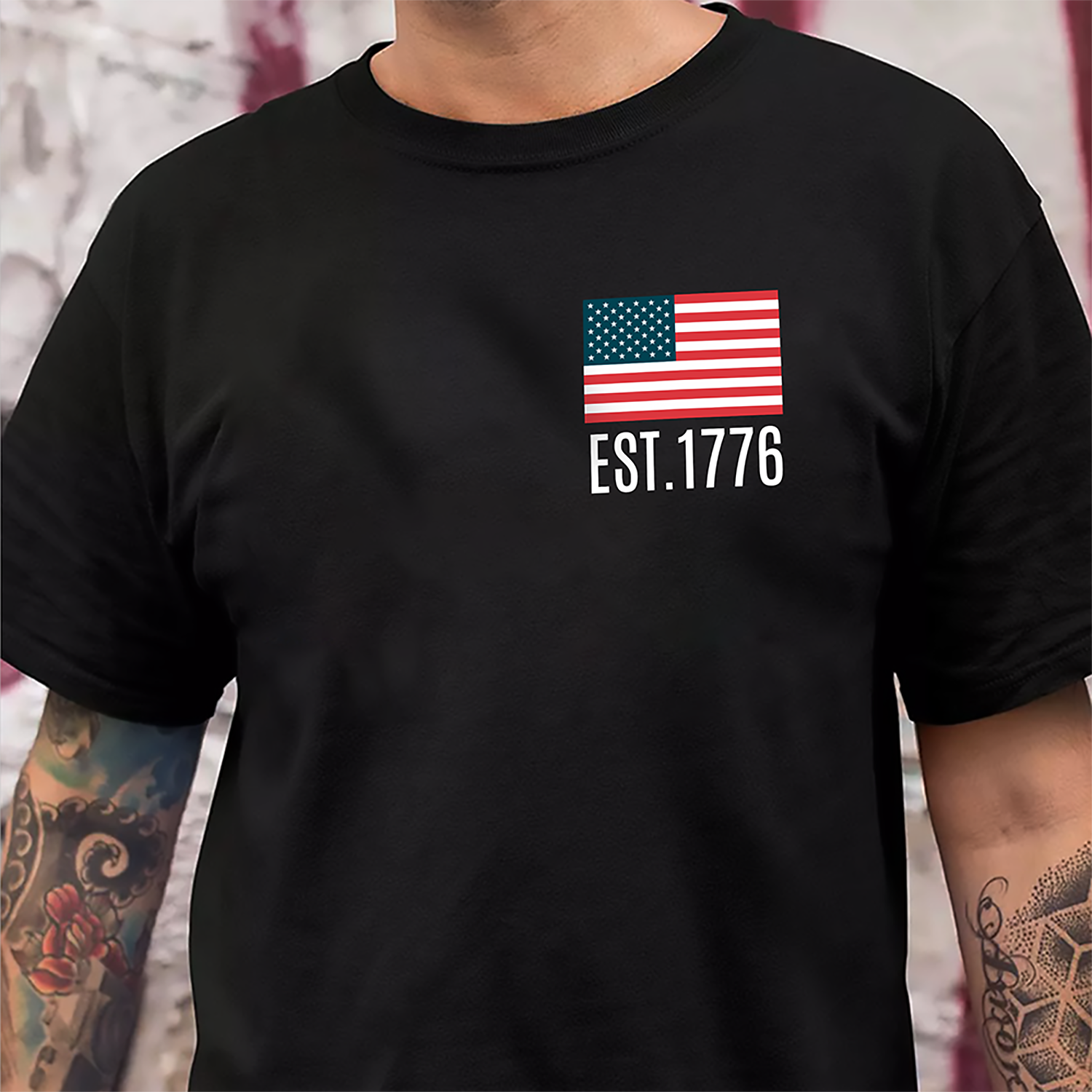 Personalized America Est 1776 T-Shirt Gift for Dad | Independence Day HN590 - Back&Front Shirt GradoCreations