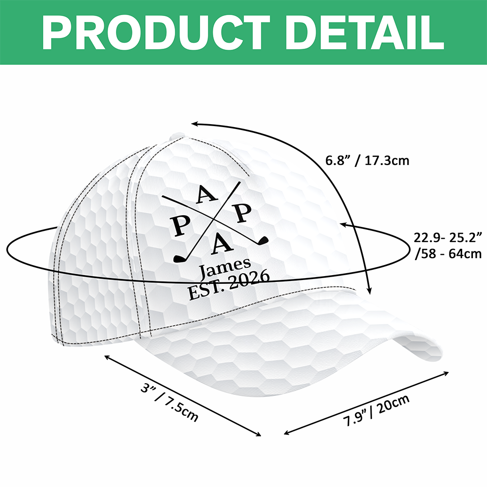 Personalized Golf Pattern Cap with Kids Names Gift for Dad HN590 - AOP Cap GradoCreations