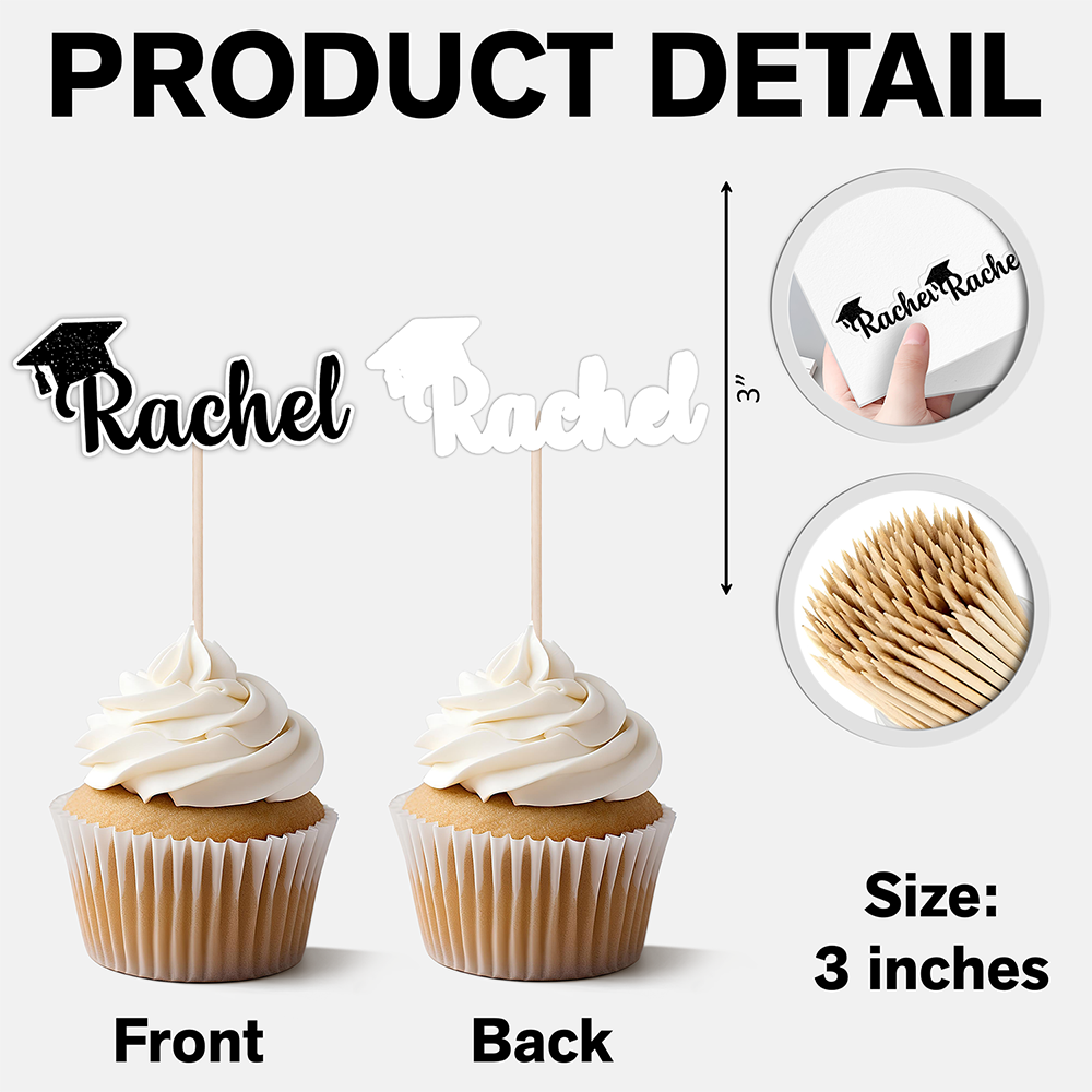Personalized Graduation Cupcake Topper Custom Name Party Decor HN590 - Cupcake Topper GradoCreations