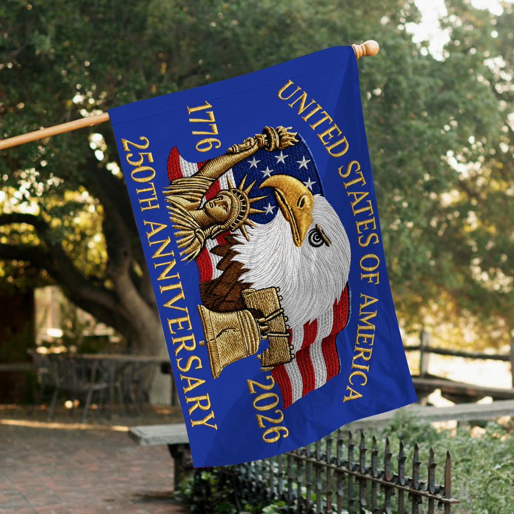 Personalized 250th Anniversary House Flag Custom Family Name Eagle HN590 - Banner House Flag GradoCreations