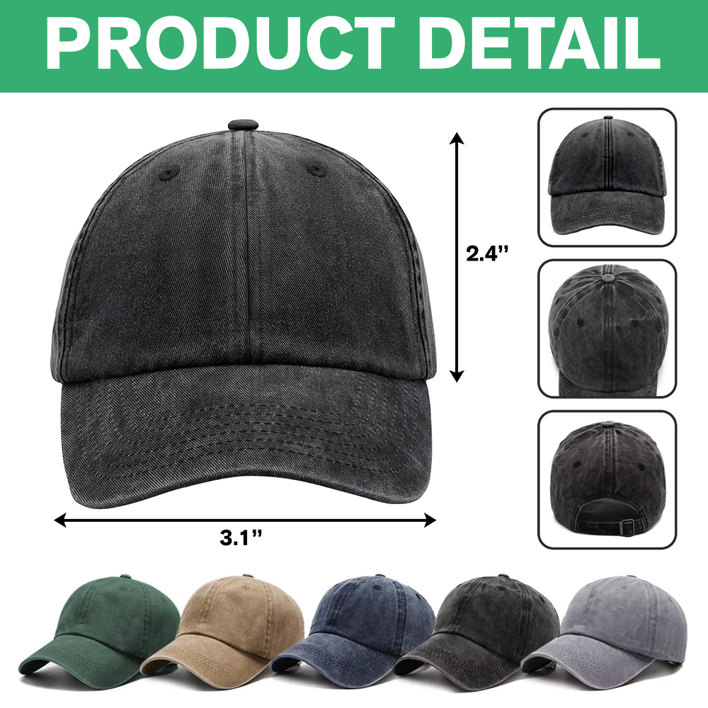 Personalized Washed Denim Baseball Cap 4th of July Gift HN590 - Washed Denim Baseball Cap GradoCreations