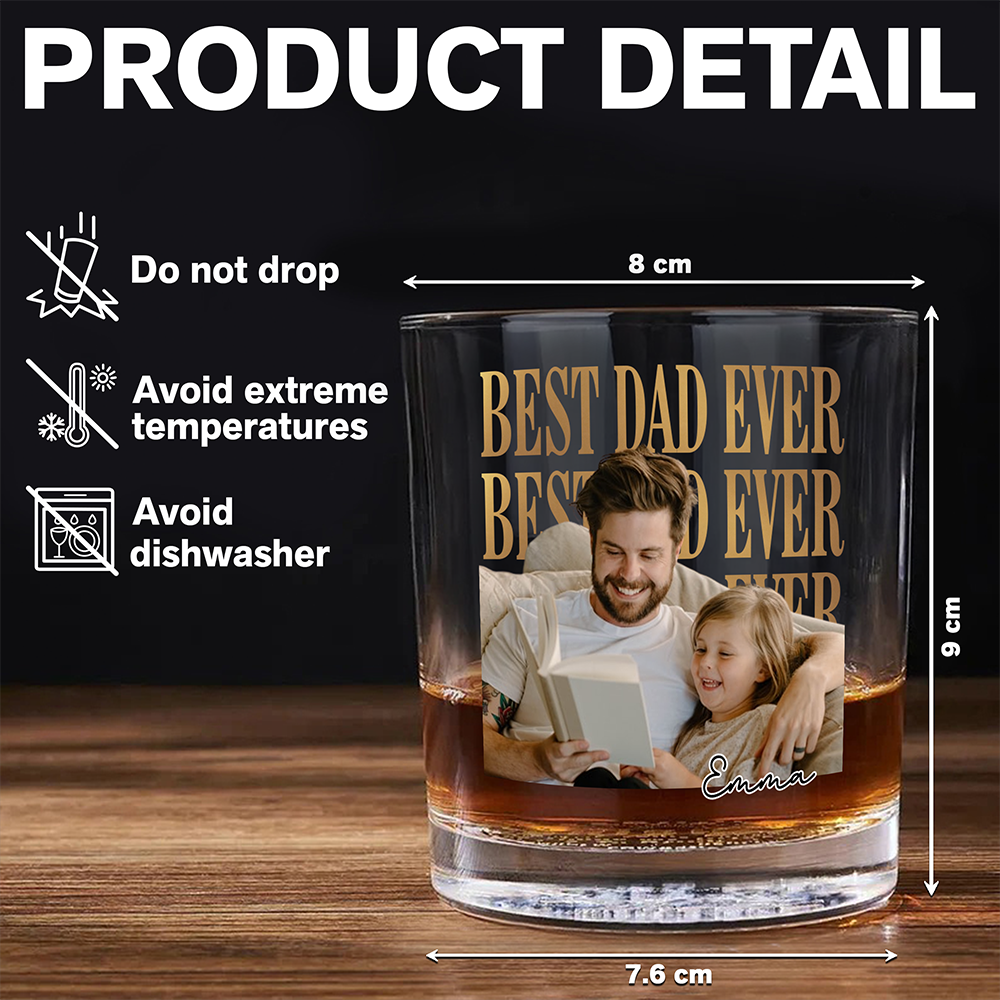 Personalized Vintage Photo Whiskey Glass Custom Gift for Dad HN590 - Print Rock Glass GradoCreations