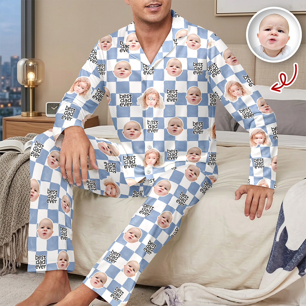 Personalized Baby Face Retro Pajamas Gift for Dad/Mom HN590 - Pajamas FIX GradoCreations