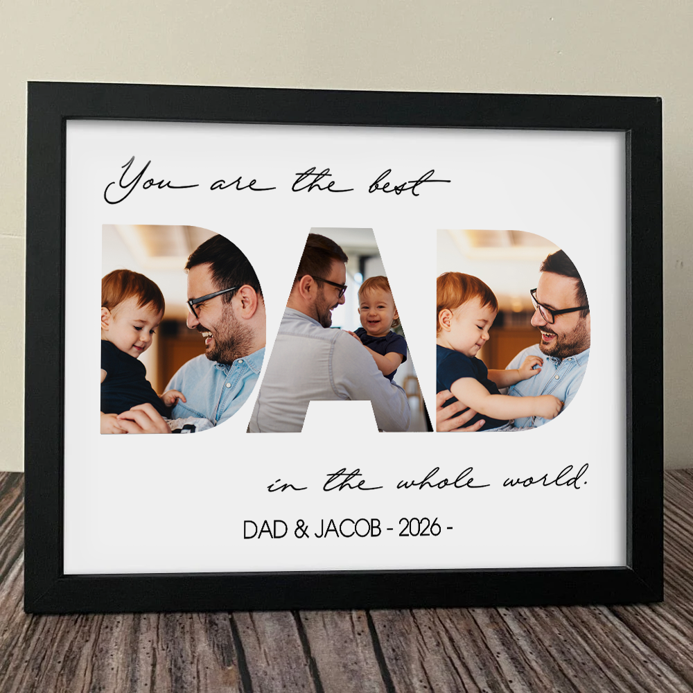 Personalized Photo Frame Custom Dad Picture Gift for Father's Day HN590 - Picture Frame GradoCreations