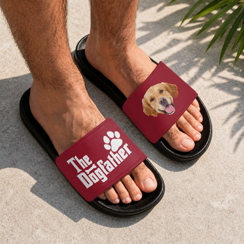 Personalized Dog Photo Slide Sandals Custom Gift for Dog Dad HN590 - Slide Sandals GradoCreations