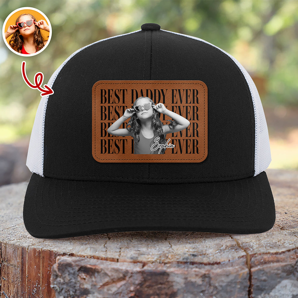 Personalized Leather Patch Hat Best Dad Ever Gift for Father's Day HN590 - Leather Patch Hat GradoCreations