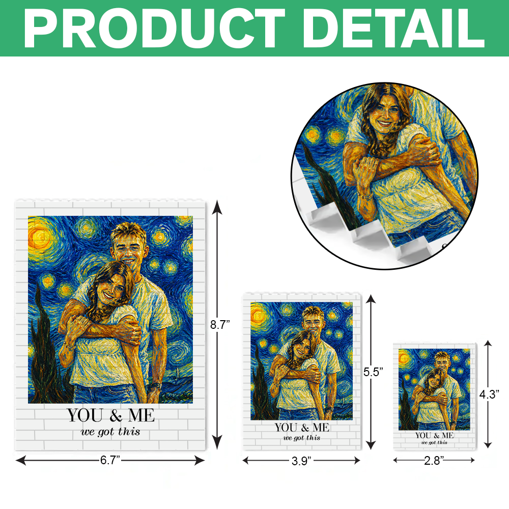 Custom Photo Building Block Art Unique Anniversary Gift for Couple HN590 - Building Blocks GradoCreations