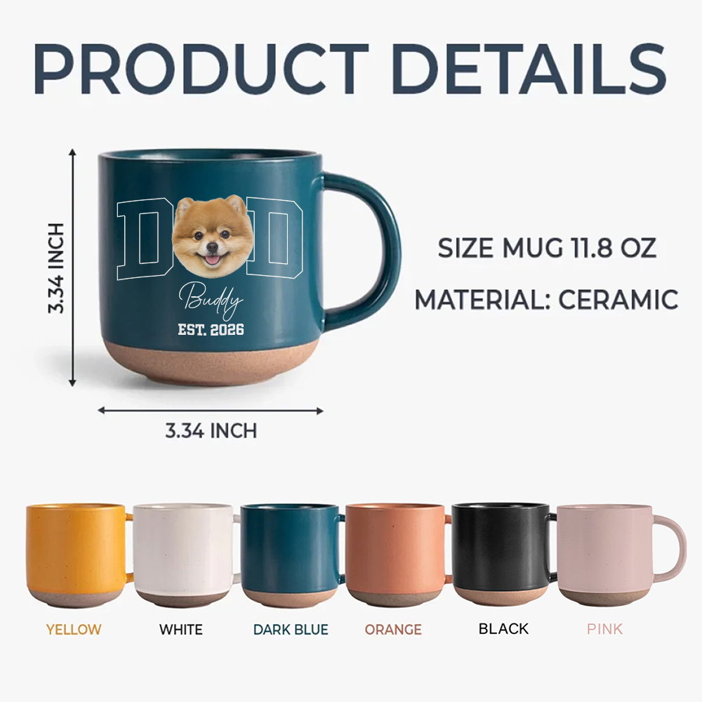 Personalized Pottery Mug Custom Photo Gift for Dog Dad HN590 - Pottery Mug GradoCreations