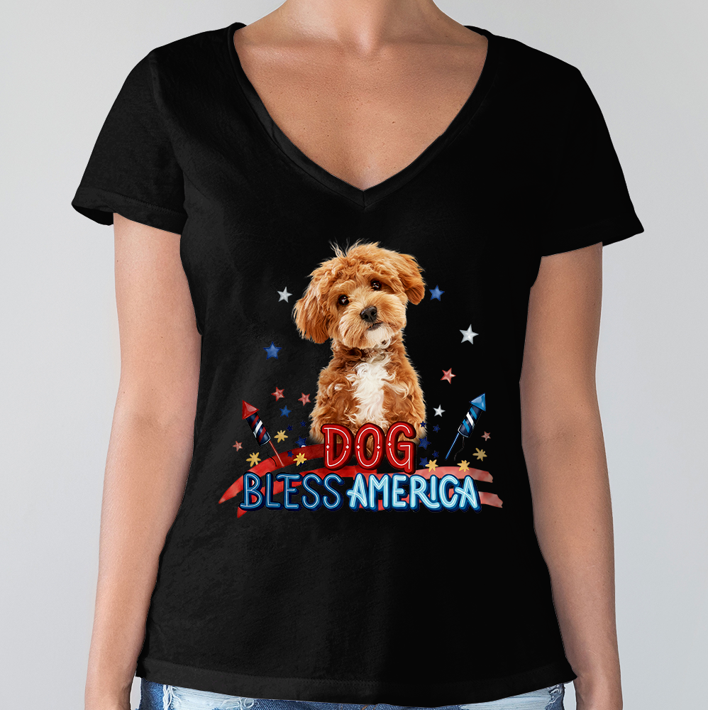 Personalized Photo Dog Bless America T-Shirt Gift for Dog Mom/Dad HN590 - Tshirt GradoCreations