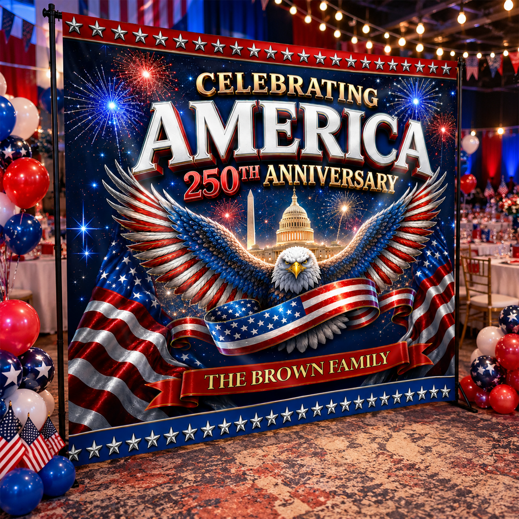 Personalized 250th Anniversary Backdrop USA Independence Day Gift HN590 - Ali Backdrop GradoCreations