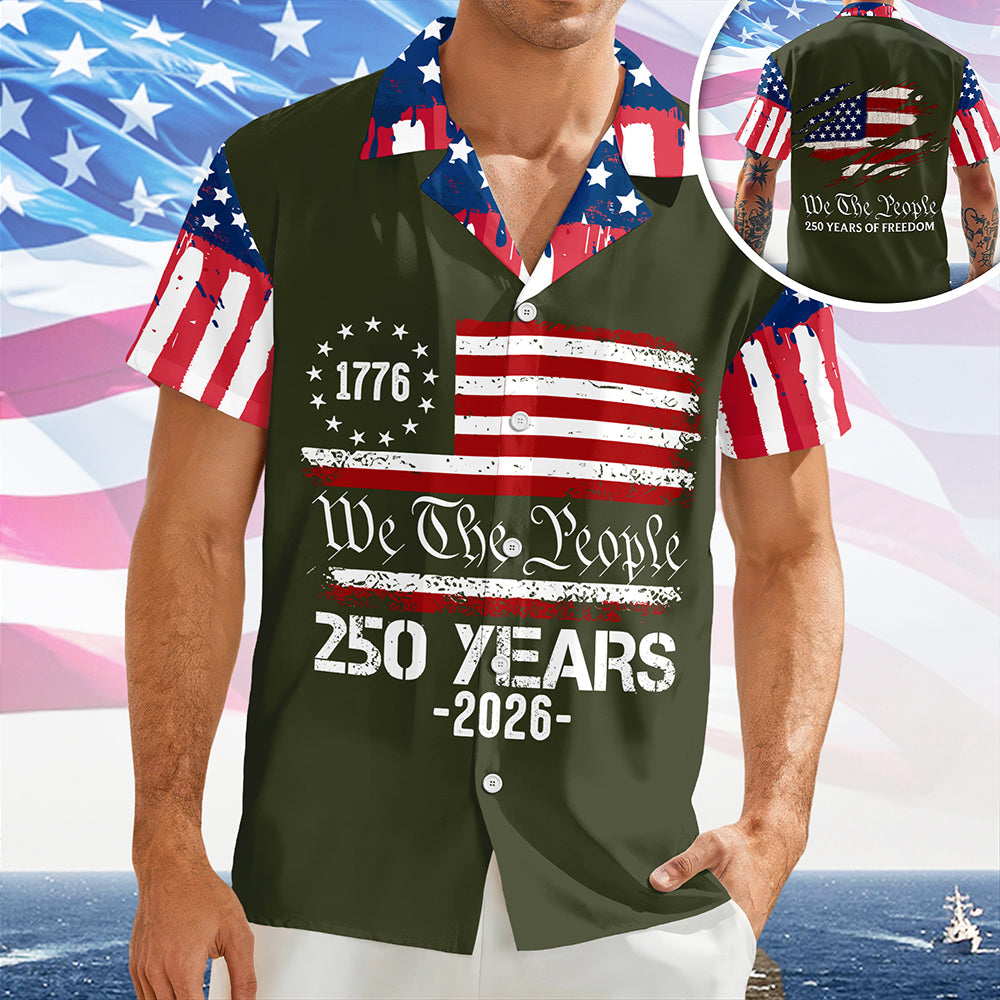 Personalized American Flag Hawaiian Shirt Custom Gift for 4th of July HN590 - AOP Hawai Shirt GradoCreations
