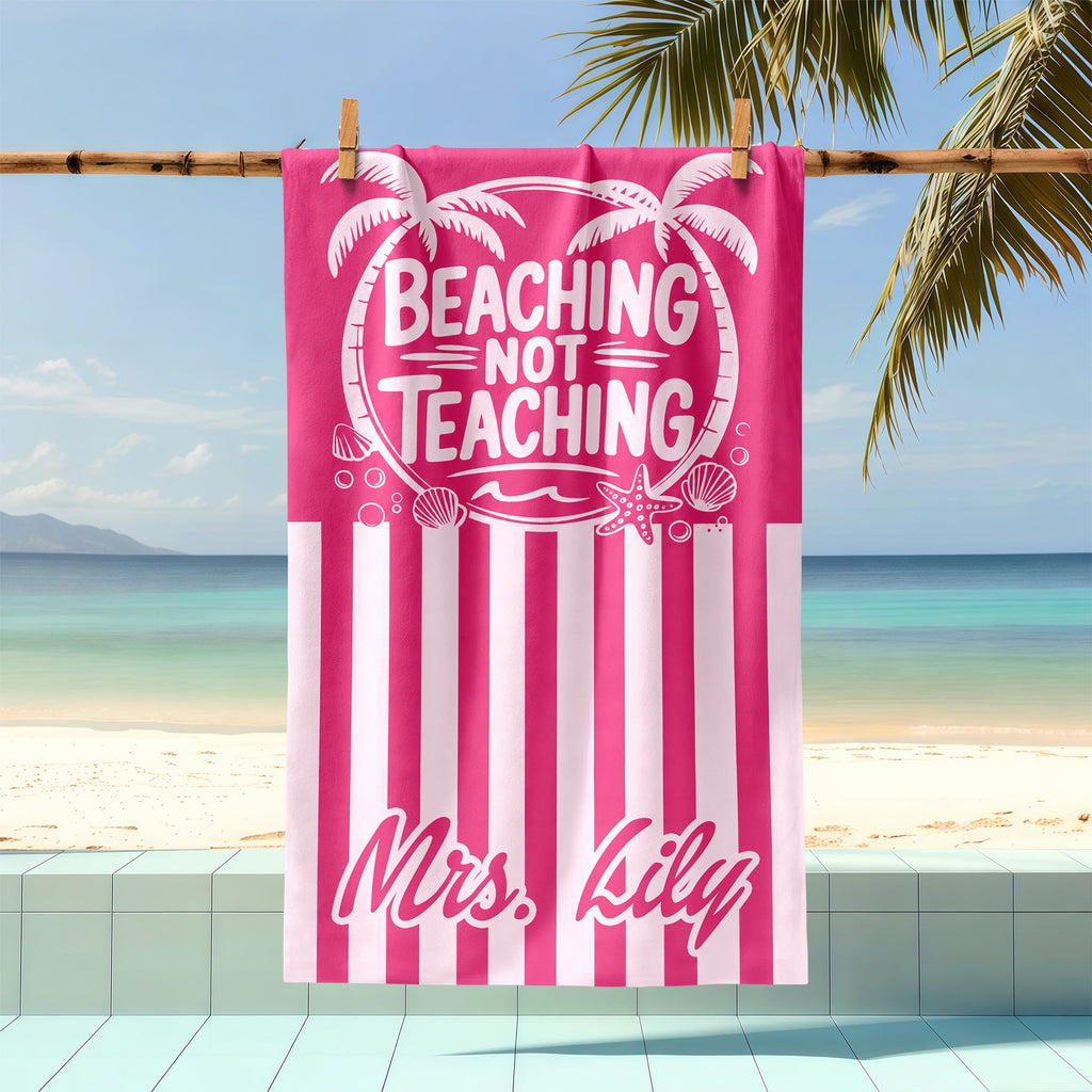 Personalized Beach Towel Funny Teacher Gift for Summer HN590 - Beach Towels fix GradoCreations