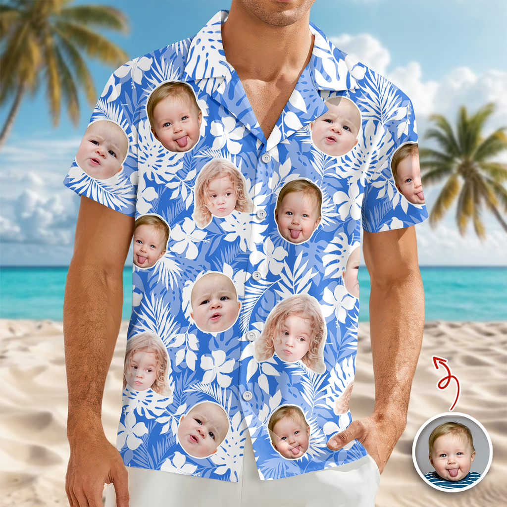 Personalized Tropical Aloha Hawaii Shirt Custom Photo Gift for Dad HN590 - AOP Hawai Shirt GradoCreations