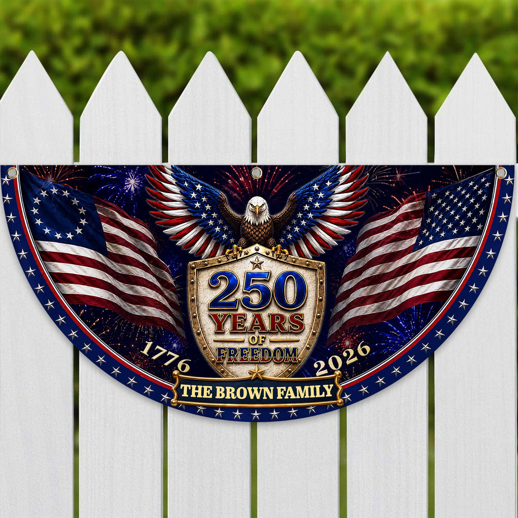 Personalized Family Name Patriotic Flag Custom 250th Birthday Gift HN590 - Non-Pleated Fan Flag GradoCreations