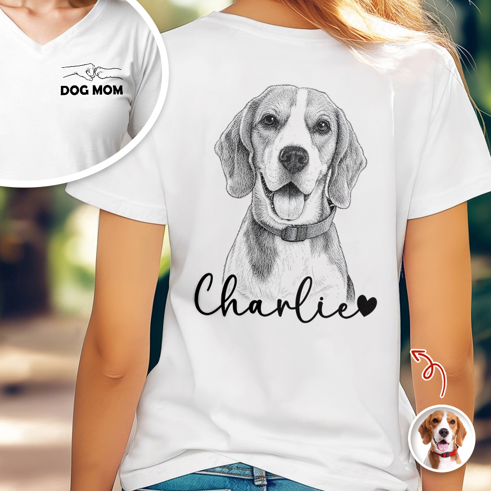 Personalized Dog Dad T-Shirt Custom Photo Gift for Dog Lovers HN590 - Tshirt Back & Front Fix GradoCreations