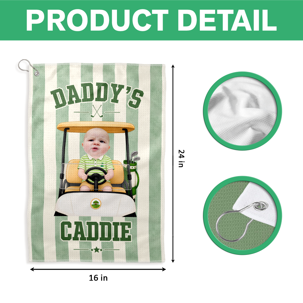 Personalized Photo Golf Towel Gift for Dad on Father's Day HN590 - Golf Towel GradoCreations