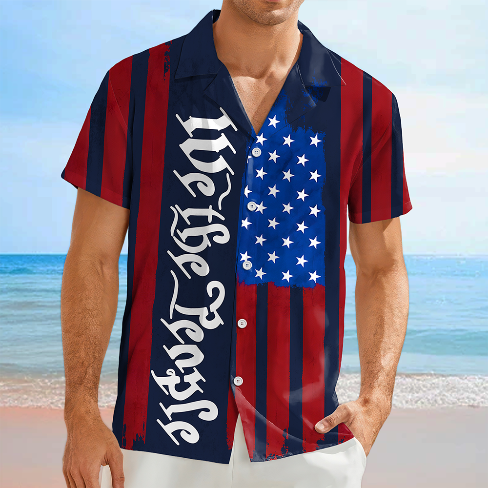Personalized Hawaiian Shirt American Flag Gift for 4th of July HN590 - AOP Hawai Shirt GradoCreations
