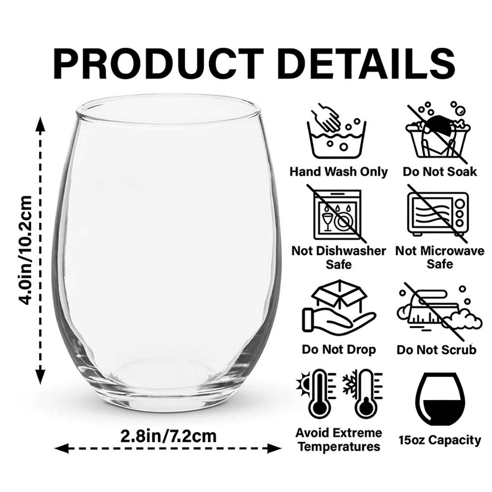 Personalized Vintage Photo Wine Glass Best Daddy Mommy Ever Gift HN590 - Stemless Wine Glass GradoCreations