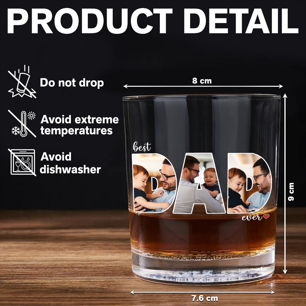 Personalized Whiskey Glass Custom Photo Gift for Dad HN590 - Print Rock Glass GradoCreations