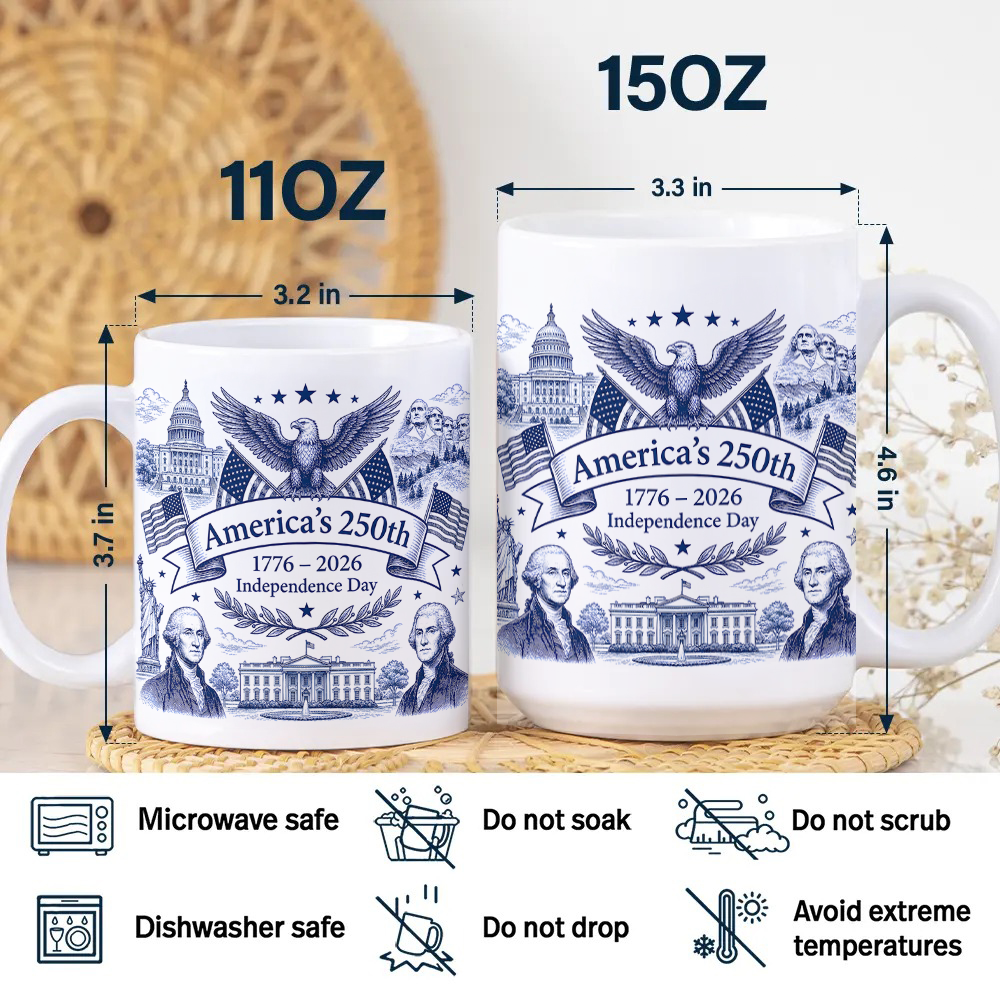 Personalized USA 250th Anniversary Mug Custom Name Gift for Dad HN590 - edge to edge mug GradoCreations