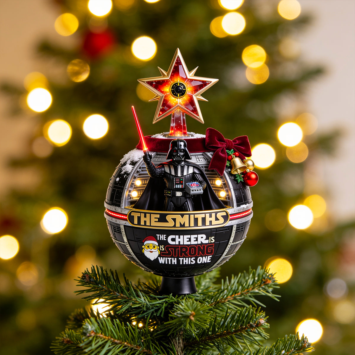 Personalized LED Light Tree Topper with Star - Christmas Gift for Family, Movie Fans LED Light Tree GradoCreations